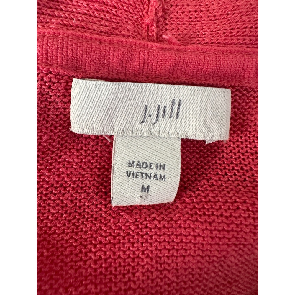 J. Jill Womens Cardigan Size M Pink Linen Blend Open Front Short Sleeve Sweater - Picture 3 of 8